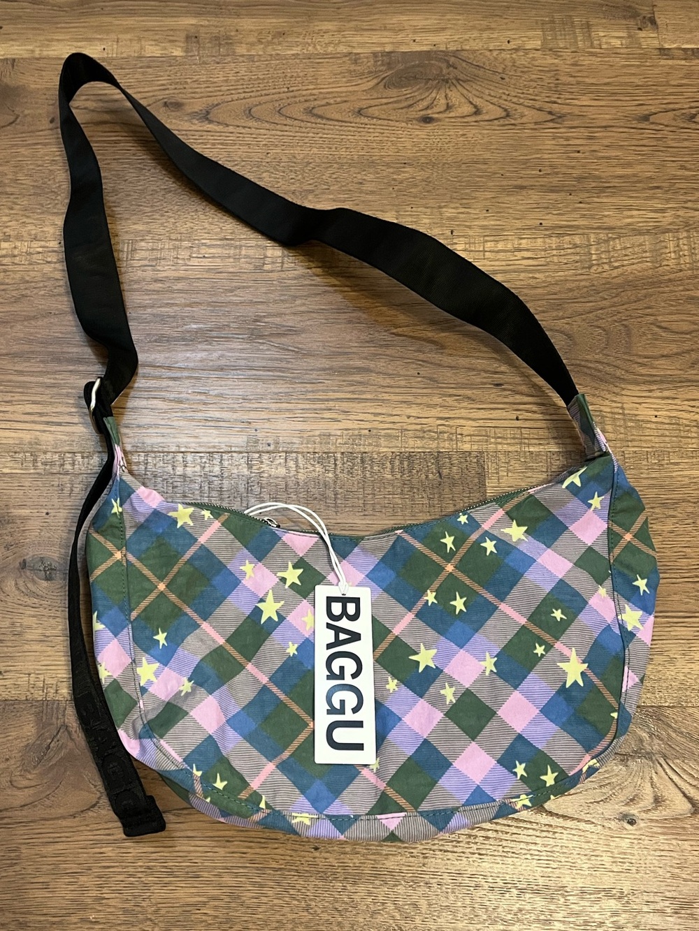 BAGGU Star Plaid Medium Crescent BNWT